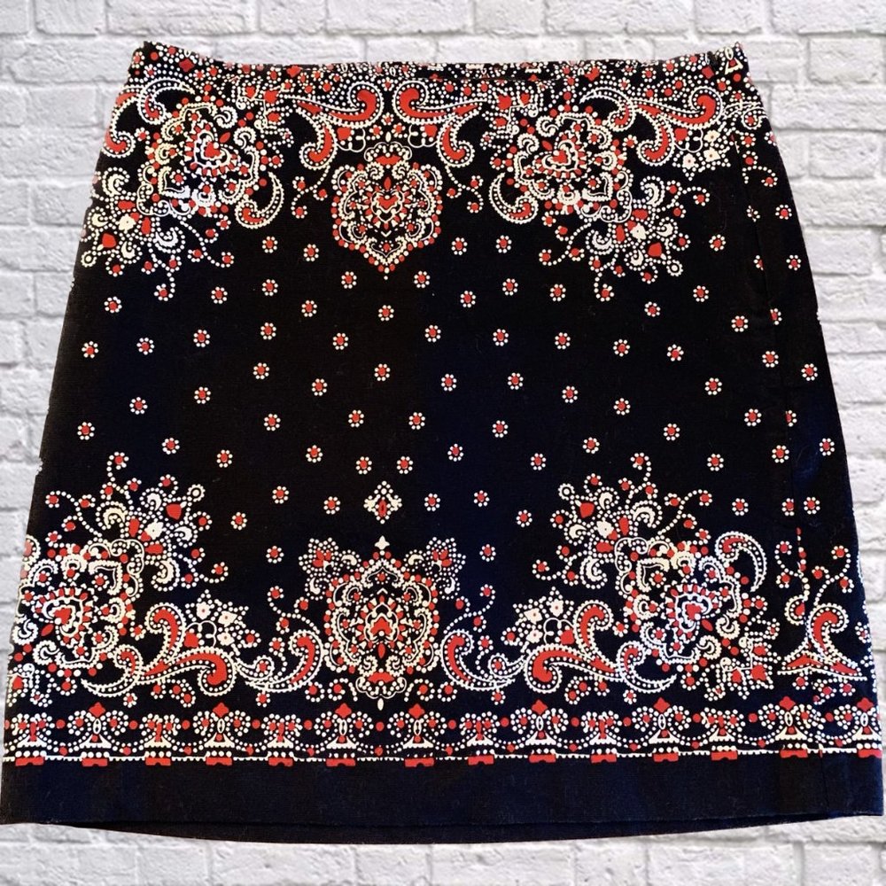 Talbots Navy Skirt Print Womens Size 10 A-Line